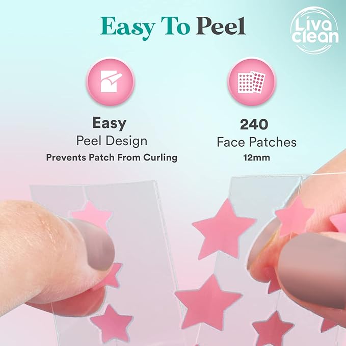 LivaClean 240 CT Heart & Star Pimple Patch w/Salicylic Acid & Tea Tree Oil, Pimples Patches, Pimple Patches Heart, Hydrocolloid Cute, Zit Patch, Cute Acne