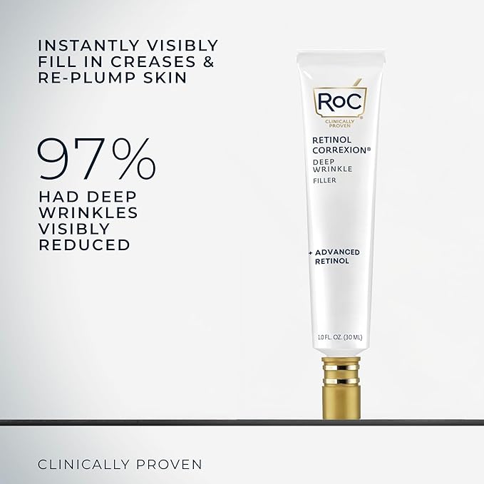 RoC Retinol Correxion Deep Wrinkle Facial Filler with Hyaluronic Acid & Retinol, Skin Care for Women and Men, 1 Fl Oz (Packaging May Vary)