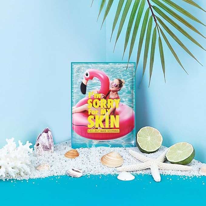 I'M SORRY FOR MY SKIN Jelly Face Mask Korean Skin Care, Hydrating Face Masks Skincare Set, Self Care Items for Glow Beauty, Teacher Appreciation Gifts for Women, Pack of 10 (Cooling SOS Soothing Mask)