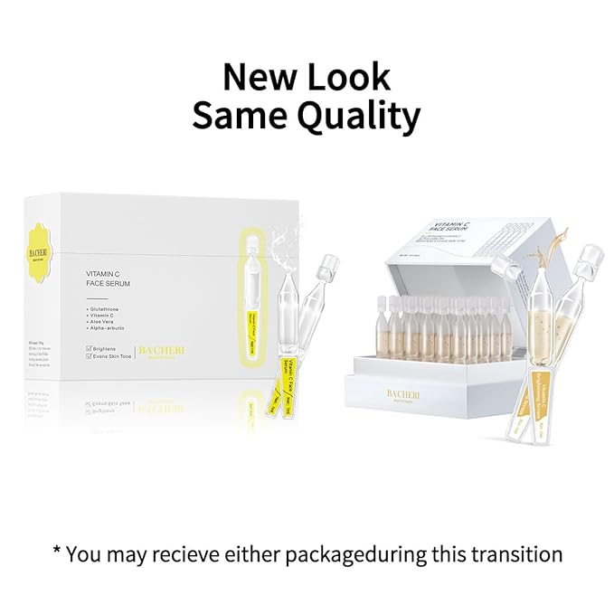 Vitamin C Face Serum with Glutathione, 4D Hyaluronic Acid, Organic Aloe Vera, Travel Size Ampoule, Brightening and Hydrating Serum, Dark Spot Remover, 30 Ampoules (1ml each)