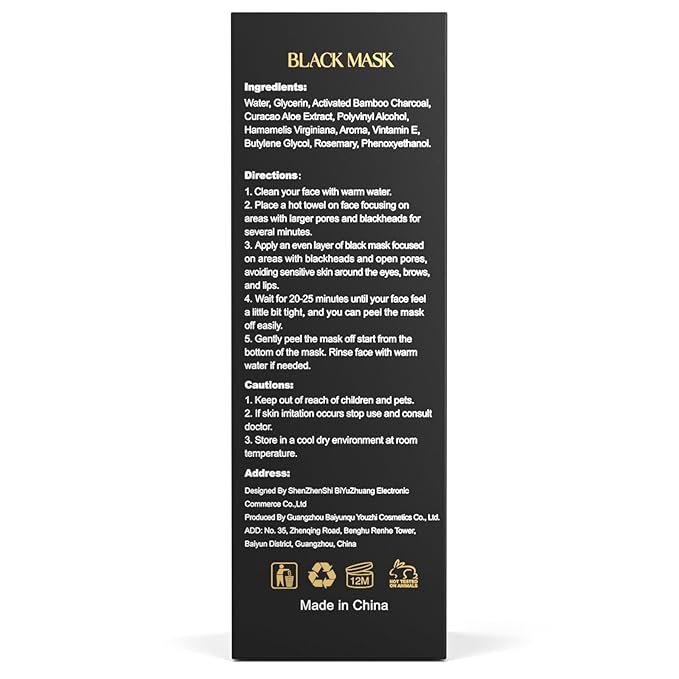 YLNALO Blackhead Remover Mask Kit, Charcoal Peel Off Facial Mask with Brush and Pimple Extractors, Deep Cleansing for Face Nose Blackhead Pores Acne, For All Skin Types (3.5 Fl.oz)