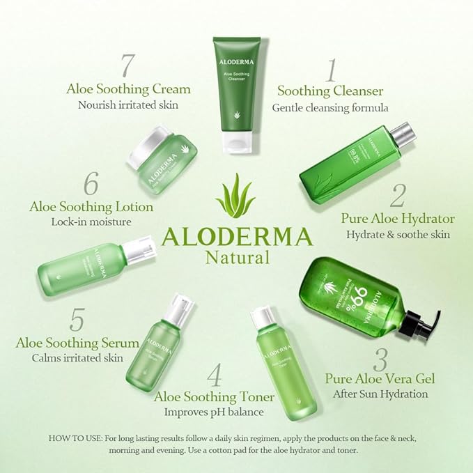 Aloderma Soothing Facial Toner Made with 91% Organic Aloe Vera, Alcohol Free Toner for Face for Sensitive Skin with Allantoin and Hyaluronic Acid - Natural Aloe Face Toner for Dry, Red Skin - 4.2oz
