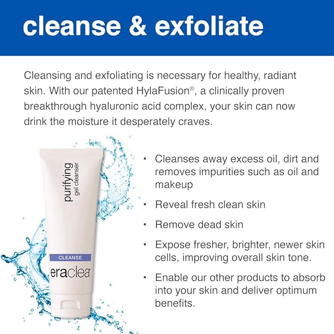 eraclea Purifying Gel Cleanser, Gentle Face Cleanser with Hyaluronic Acid, Aloe, and Watermelon Extract. Gently Cleanses, Removes Makeup and Impurities on All Skin Types (4 fl oz)
