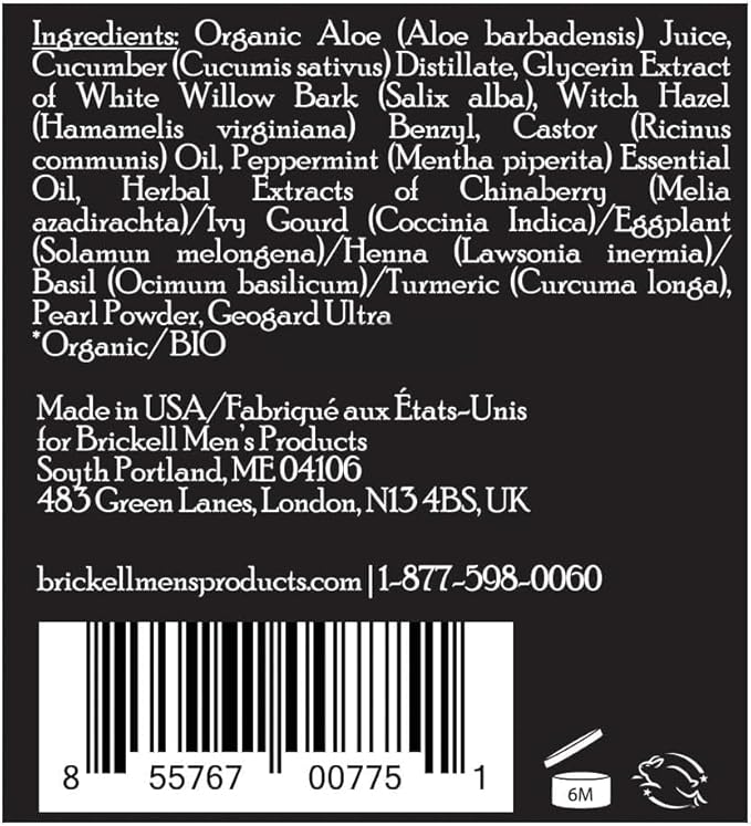 Brickell Men's Balancing Toner for Men, Natural and Organic Alcohol-Free Cucumber, Mint Facial Toner with Witch Hazel, 2 Ounce, Scented