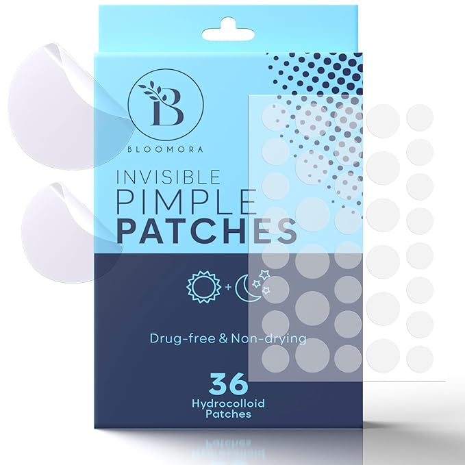 Invisible Pimple Patches for Face (36 Count), Zit Patches for Blemishes, Hydrocolloid Bandages, Zit Stickers for Face - S/L Sizes
