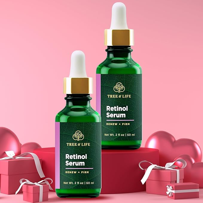 Tree of Life Beauty Retinol Serum, Skin Smoothing Face Oil for Dark and Age Spots and Fine Lines, Facial Serums for Dry and Sensitive Skin Care with Hyaluronic Acid for Soft Skin, 2 Fl Oz (pack of 2)
