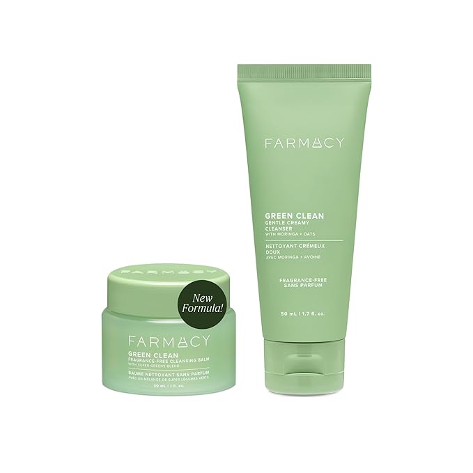 Farmacy Gentle Double Cleanse Skincare Gift Set - Fragrance-Free Gentle Creamy Face Cleanser & Makeup Remover Cleansing Balm - Melts Away Makeup & Helps Promote Healthy Skin (2 Count)