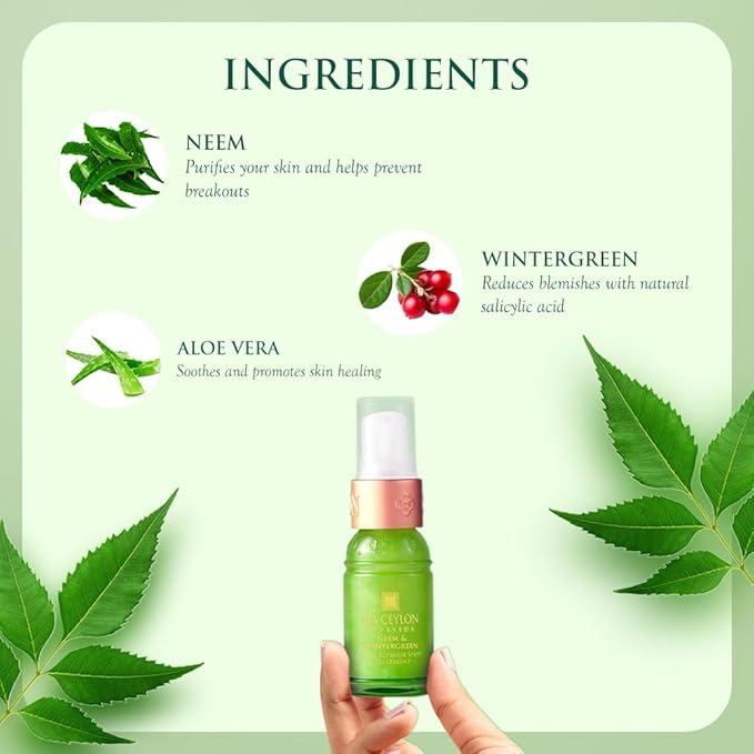 SPA CEYLON NEEM & WINTERGREEN - Anti-Blemish Spot Treatment | Controls acne and clears skin | Blackheads | acne | For oily skin