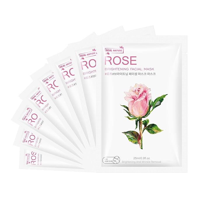 Facial Masks Skincare for Women,Rose Moisturize Face Mask Sheet for Girl,Hydrating Face Mask for All Skin Types,Dry Skin & Sensitive Skin(8-Packs)