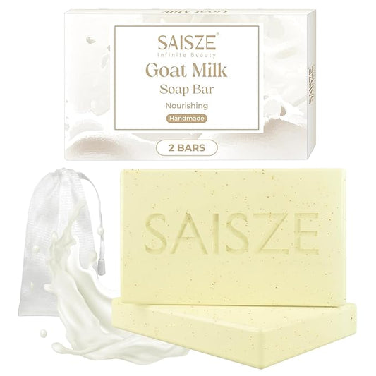 Handmade Goat Milk Soap Bar, Enriched with Organic Shea Butter, Body Soap Bars for Women and Men, 4 Ounce (Pack of 2)