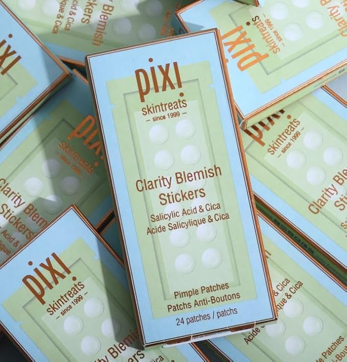 Pixi Clarity Blemish Stickers | Pimple Patches with Salicylic Acid, Green Tea & Cica for Clear & Balanced Skin | Translucent & Gentle | On-the-Go Spot Treatment | 24 patches