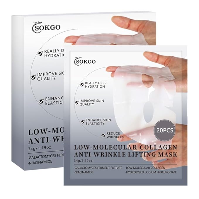 Low Molecular Weight Collagen Overnight Hydrogel Mask, Enhances Skin Elasticity, Reduces Pores, Transforms from White to Transparent Upon Absorption Skin Care Treatment,