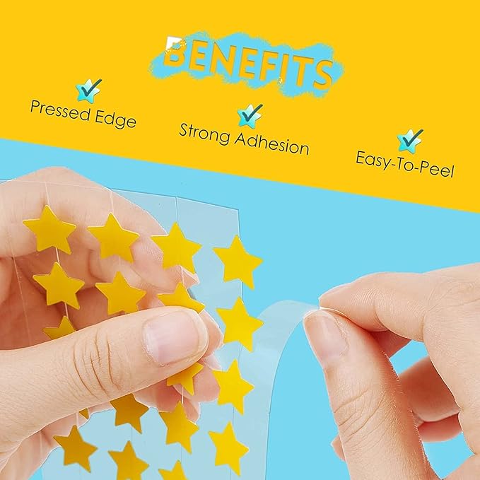 Star Pimple Patches - 300 Patches Hydrocolloid Patches, Star Shape Spot Dots,Yellow & Blue Blemish Patch, Cute Face Stickers
