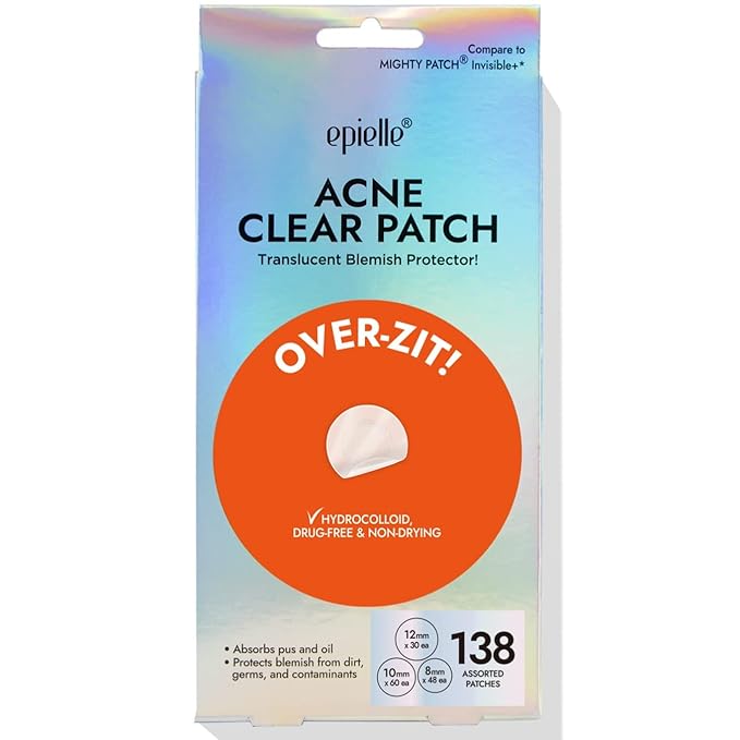 Epielle Over-Zit Acne Clear Patches 138 Count, Hydrocolloid Acne Pimple Patch for Covering Zits and Blemishes