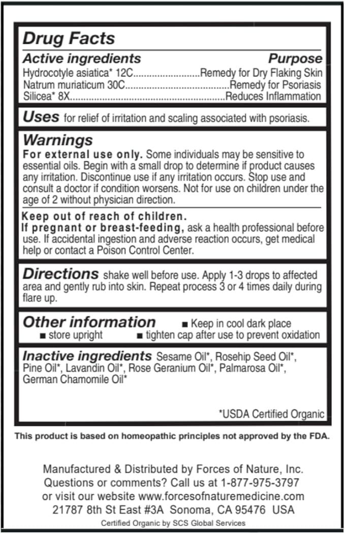 Forces of Nature Psoriasis Treatment, Organic Homeopathic Medicine, 0.37 Fl Oz, Psoriasis Control for Scalp & Skin Care, Multi Symptom Dry Skin Relief