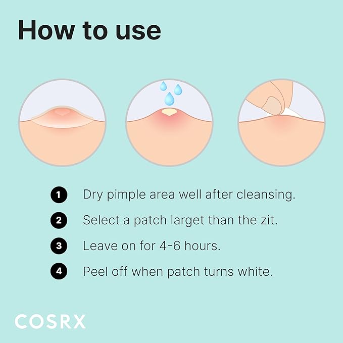 COSRX Acne Pimple Patch Absorbing Hydrocolloid Original 3 Size Patches for Blemishes and Zits Cover, Spot Stickers for Face and Body, Not Tested on Animals (72)