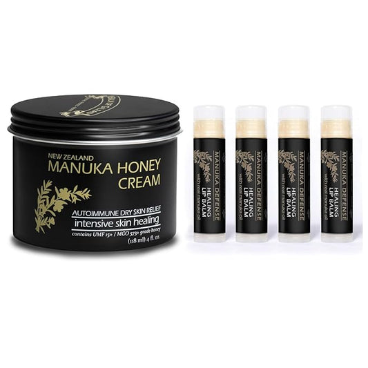 BALM OF GILEAD Manuka Eczema Honey Cream - Manuka Defense Healing Lip Balm, Intensive Moisture Therapy - Moisturizer for Sensitive Skin, Eczema, Psoriasis, Dermatitis