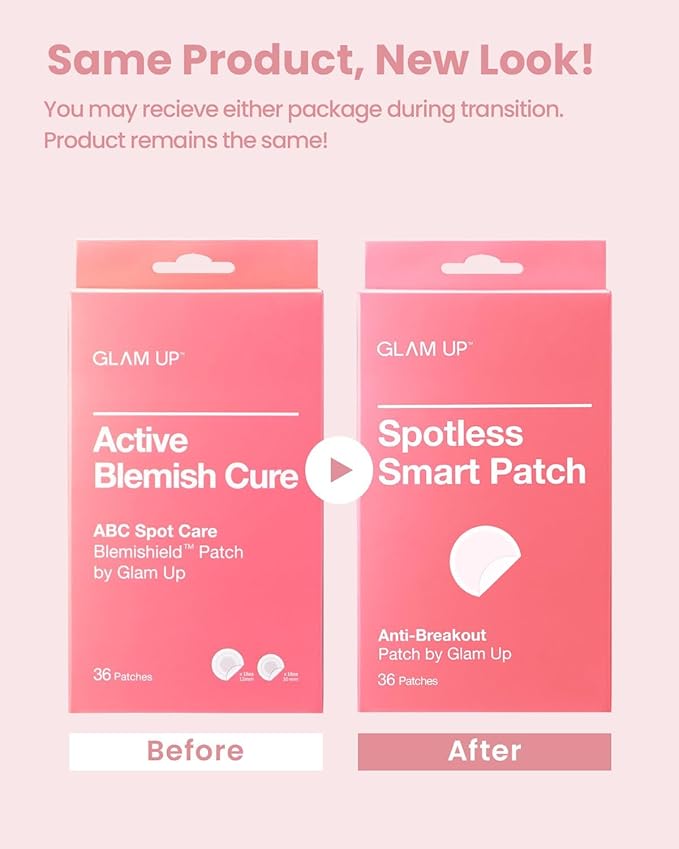 GLAM UP Hydrocolloid Blemish Pimple Zit Patches - Invisible Ultra Thin Spot Cover Stickers for Face and Skin, Strong Water-proof and Adhesive Overnight Thin & Invisible (72 Count / 2 Sizes)