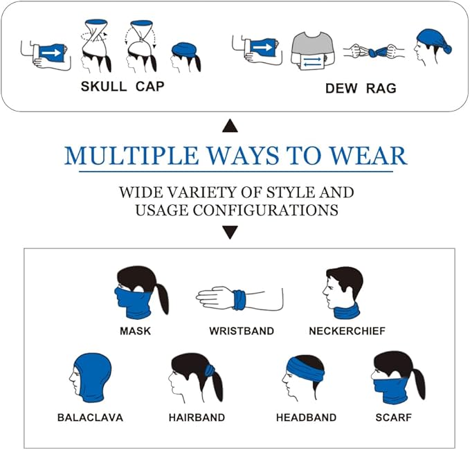 9-Pack Balaclava Face Mask for Men & Women - UV Protection Neck Gaiter, Multi-Use Cycling Mask & Breathable Headband, Outdoor Sports Scarf Accessories