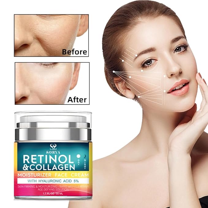 Retinol & Collagen Face Cream ā Anti-Aging Moisturizer for Wrinkles & Fine Lines | Hyaluronic Acid & Peptides | Hydrates & Restores Skin Elasticity