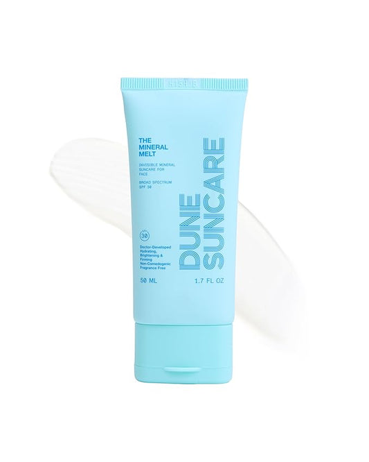 The Mineral Melt - Clear Mineral Sunscreen For Face - Broad Spectrum SPF 30 Sunblock. Clinically-proven Anti-Aging, Sun Protector Hydrating, Skin-Brightenings, Fragrance Free (1.7 Fl Oz)