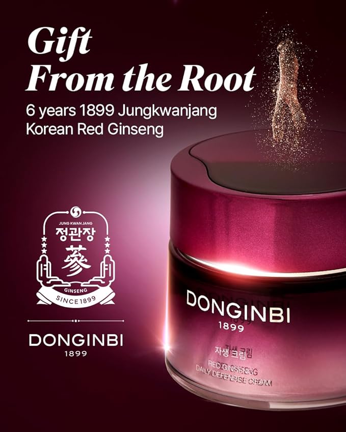 Donginbi Red Ginseng Daily Defense Cream - Firming Cream for Loose Skin, Face Moisturizer for Skin Barrier Repair, Korean Red Ginseng, Skin Care Gifts for Women, 0.8 floz / 25 ml