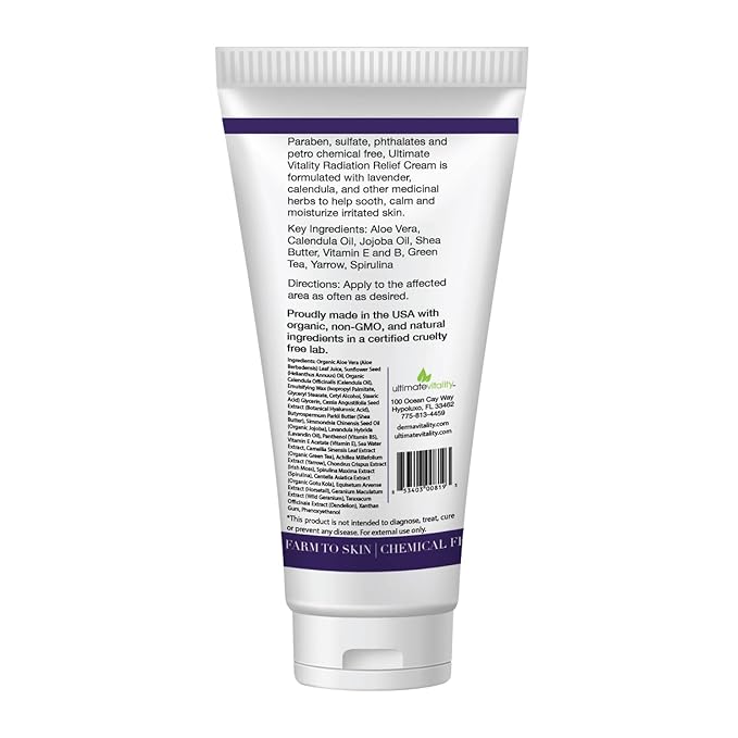 UltimateVitality Unscented Radiation Burn Relief Cream – Calendula Cream for Radiation Patients, Natural, Organic, Paraben, Pthalate Free - 2 ounces