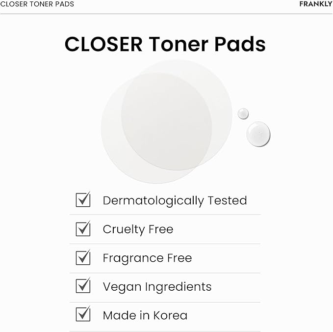 FRANKLY Pore Closer Toner Pads l Rice Jelly Pads with 9 Peptides, Vegan Collagen, Rice Extract l Pore Minimizer l Hydrating for All Skin Types l Korean Skin Care
