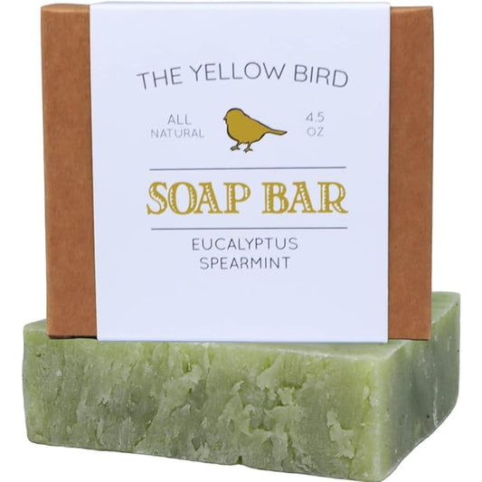 Yellow Bird Eucalyptus Spearmint Soap Bar – Natural & Organic Handmade Soap for Face & Body, Moisturizing Shea Butter Bar for Dry & Sensitive Skin, Refreshing Aromatherapy for Men & Women