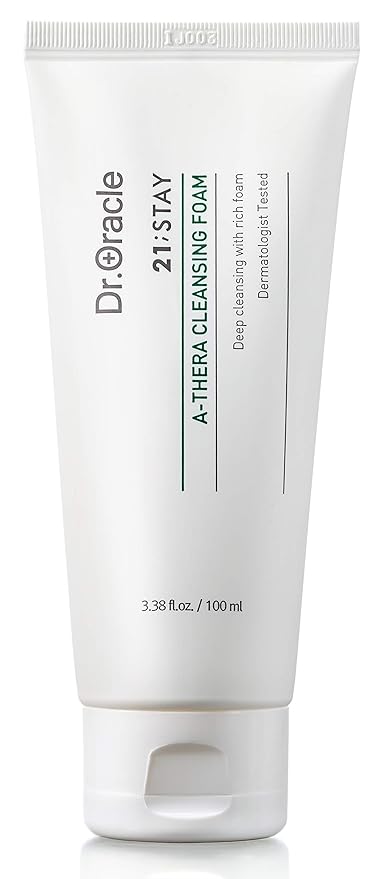 DR.ORACLE 21 Stay A-Thera Cleansing Foam – Salicylic Acid Facial Cleanser for Sensitive & Acne-Prone Skin, Gentle Korean Face Wash with Tea Tree and Bamboo water, Dermatologist Tested 3.38 fl oz