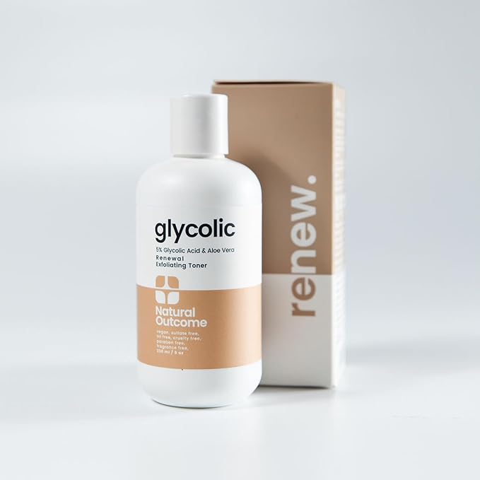 Glycolic Acid Toner 5% for Face | Gentle Exfoliating Toner - with Aloe Vera & Quinoa Extract | Advance Anti-Aging Toning Solution Rejuvenates Skin & Minimizes Pore Appearance | 8 oz