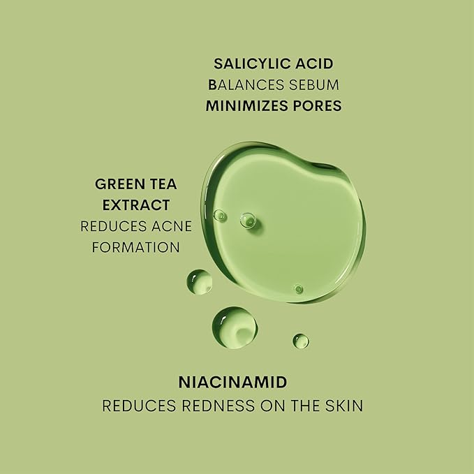 Salicylic Acid BHA Toner for Oily & Acne-Prone Skin | Niacinamide, Green Tea & Willow Bark Extract for Blackhead Removal, Pore Cleansing & Even Skin Tone | 200ml