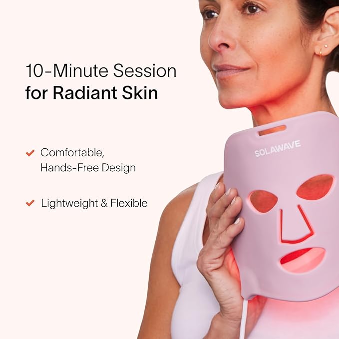 Solawave Red Light Therapy Mask for Face | Red & Near-Infrared Led Light Device | Reduces Appearance of Fine Lines & Wrinkles | Improves Firmness, Elasticity, & Texture | 10-Min Anti-Aging Treatment