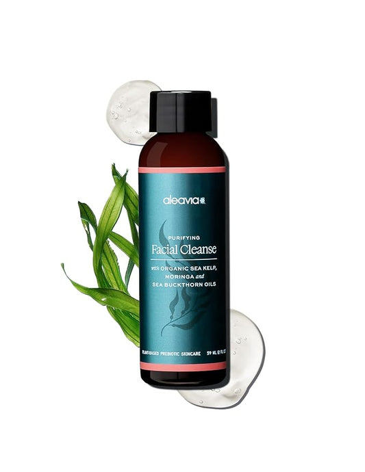 Aleavia Travel Size Purifying Facial Cleanse – Fragrance-Free Organic & All-Natural Prebiotic, Vegan Face Wash – Nourish your Healthy Skin Microbiome – 2 oz. (New Formula)