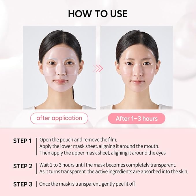 Overnight Collagen Lifting Gel Mask 5 pcs, Korean Face Lifting Deep Hydrogel Mask for Glass Skin, Anti-Aging with PDRN (Salmon DNA), Hyaluronic Acid for Elasticity, Firmness