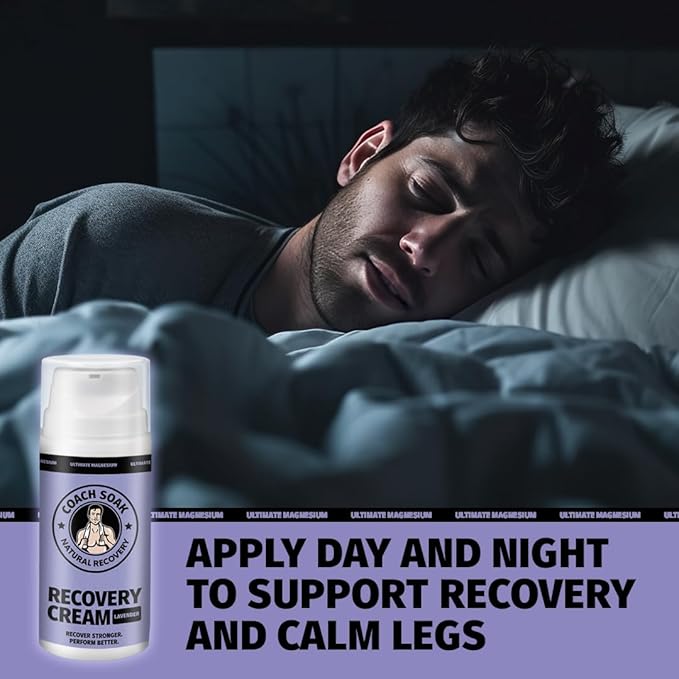 Coach Soak Magnesium Cream with MSM in Pump Bottle - Natural Recovery Cream with Magnesium Chloride & Menthol - Fast-Absorbing for Muscles & Joints, Lavender 3.4oz