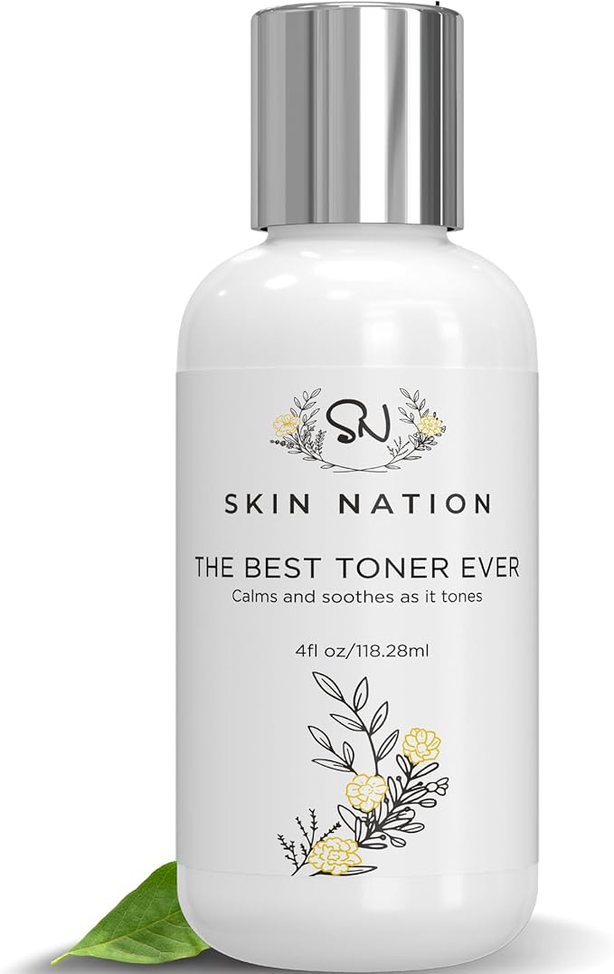Skin Nation Hydrating Gentle Rosewater Toner with Aloe Vera and Chamomile, Alcohol-Free and Paraben-Free, for Dry, Sensitive, Oily and Combination Skin, 5 oz