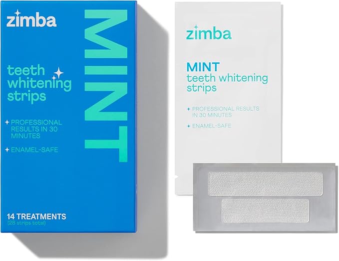 Zimba Coconut Flavored Teeth Whitening Strips | Vegan, Enamel Safe Hydrogen Peroxide Teeth Whitener for Coffee, Wine, Tobacco, and Other Stains | 14 Day Treatment | Coconut