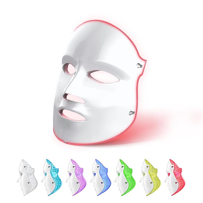 FDA cleared LED Facial Skin Care Mask -Blue & Red Light Treatment Photon Mask (Pearl)