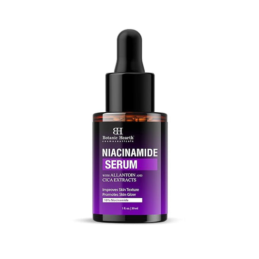 Botanic Hearth 10% Niacinamide Face Serum With Allantoin, Zinc Pca, Cica & Hyaluronic Acid | Minimize Pores, Correct Dark Spots, Even Skin Tone | All Skin Types | For Women & Men | 1 Fl Oz
