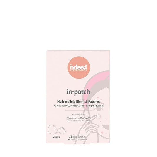 INDEED Labs In-Patch - Hydrocolloid Acne Pimple Patch for Covering Zits and Blemishes, Spot Stickers for Face and Skin, Fast acting -Niacinamide &Tea Tree Oil Helps Fight Dark Spots - 48 Patches