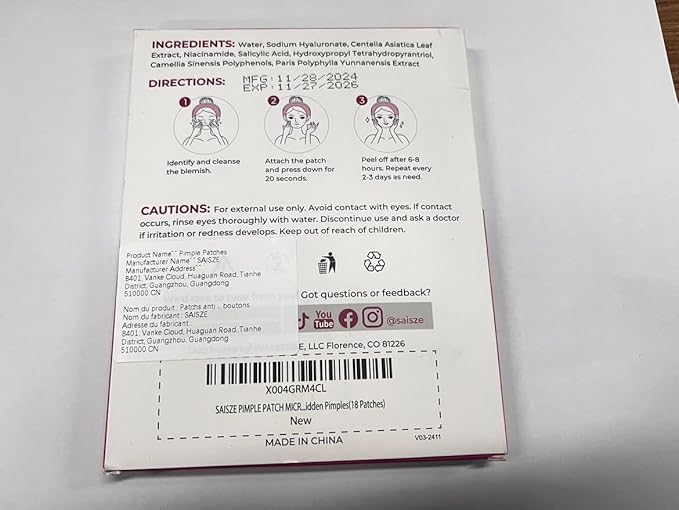 Microdart Pimple Patches, Acne Patch, Hydrocolloid Acne Spot Patch for Early Stage Zits and Hidden Pimples(18 Patches)