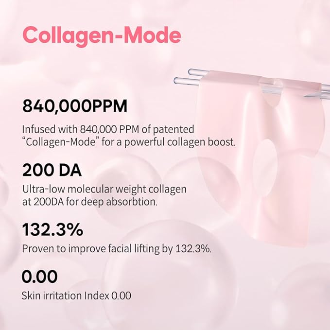 Overnight Collagen Lifting Gel Mask 5 pcs, Korean Face Lifting Deep Hydrogel Mask for Glass Skin, Anti-Aging with PDRN (Salmon DNA), Hyaluronic Acid for Elasticity, Firmness