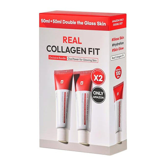 Real Collagen Fit, Hydrolyzed Collagen Wrapping Mask, Peel Off Facial Mask for elasticity, Hydrating, Glow, Glass Skin, Face Moisturizer, Self Care, Korean Skin Care, 1.69 fl. oz, Pack of 2