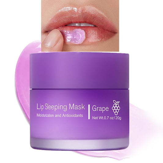 Sleeping Lip Mask, Long-Lasting Nourish & Hydrate Lip Mask, Lip Balm, Lip Skin Care, Hydrating Moisturizing Lip Night Sleep Care Lip Anti-chapped Lip Cream (04# Grape)