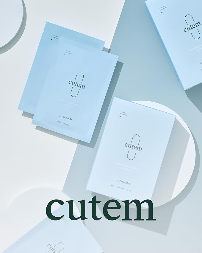 Cutem Laser Mask (Pack of 10) - Fast Soothing, Deep Hydration Facial Sheet Mask for Sensitive, All Skin Types, Korean Skin Care. Aloe Vera, Panthenol.