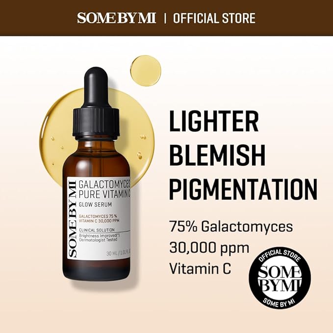 SOME BY MI Galactomyces Pure Vitamin C Glow Serum - 1.01Oz, 30ml - Korean Vitamin C Face Serum for Glow Glass Skin - Dark Spot Correcting Serum with Skin Texture and Elasticity Care - Korean Skin Care