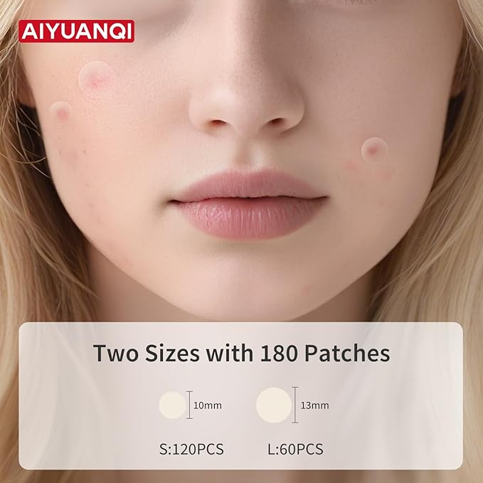 Pimple Patches(2 Sizes 180 Counts), Big Acne Patches- Hydrocolloid Patch for Covering Zits and Blemishes, Spot Stickers with Tea Tree Oil Salicylic acid