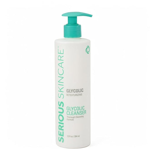 Serious Skincare Glycolic Cleanser - Skin Exfoliating Face Wash - 10% Glycolic Acid - Deep Pore Purifying - Removes Makeup, Oil, Blackheads and Impurities - Shave Prep - Anti-Aging 12 Fl. Oz.