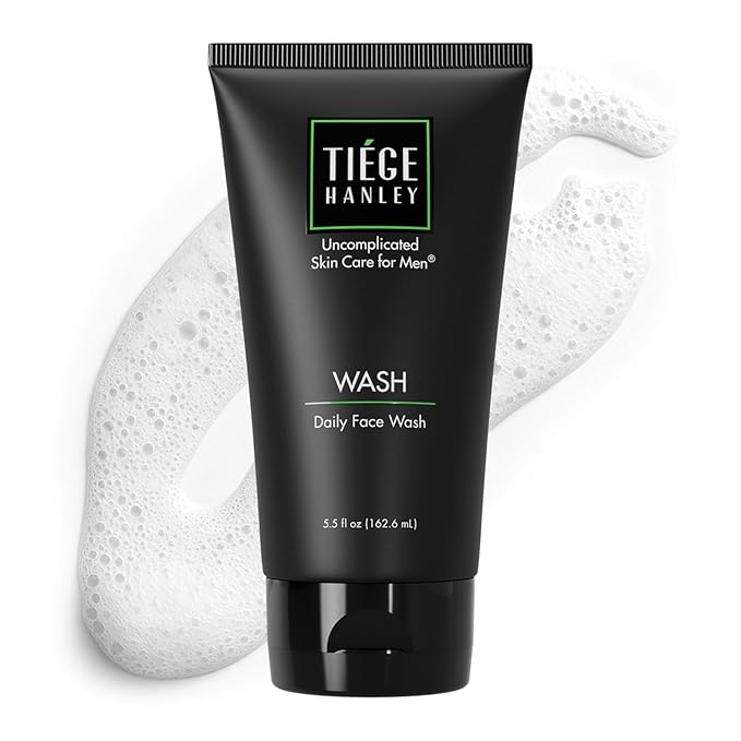 Tiege Hanley Daily Mens Face Wash, 5.5 Oz - Gentle Fragrance-Free Face Cleanser for Men Revitalizes, Hydrates & Softens Skin - Men's Face Wash & Facial Cleanser Skincare for Dry & Sensitive Skin